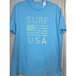 Gap Surf USA flag blue‎ cotton short sleeve t-shirt sz L NWT